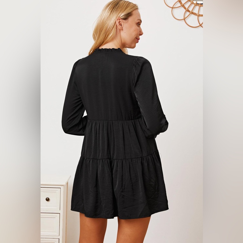 Entro Ruffled Button Up Long Sleeve Tiered Shirt Dress size Small NWOT - Picture 3 of 9